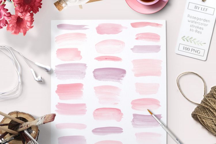 watercolour brush strokes graphics - 100 PNG 