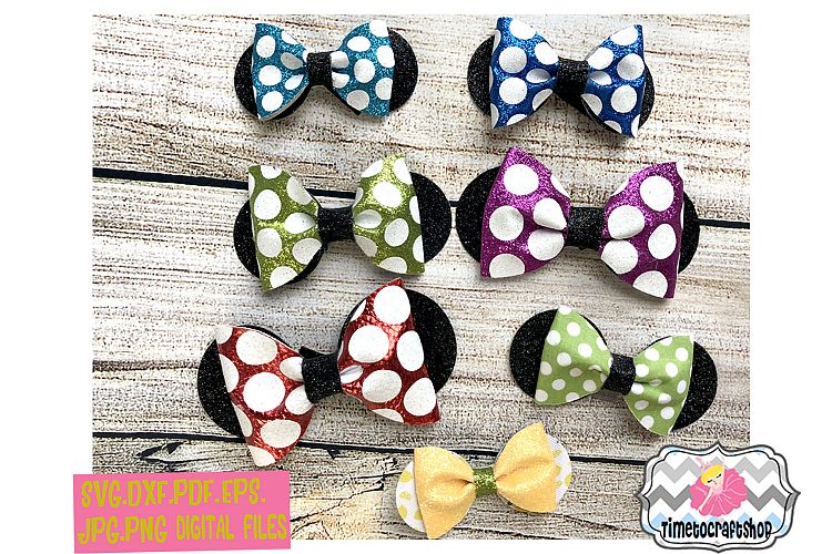 5 Sizes Pinch Circle Hair Bow, Polka Dot Bow Template