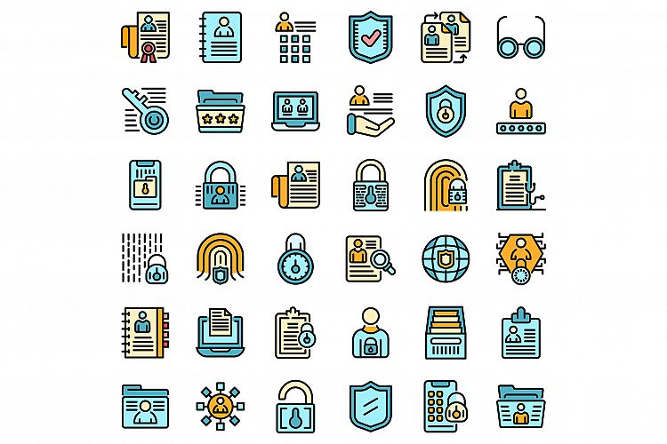 Personal information icons set vector flat example image 1