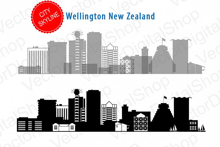 Wellington City Vector, SVG, New Zealand Vector Skyline