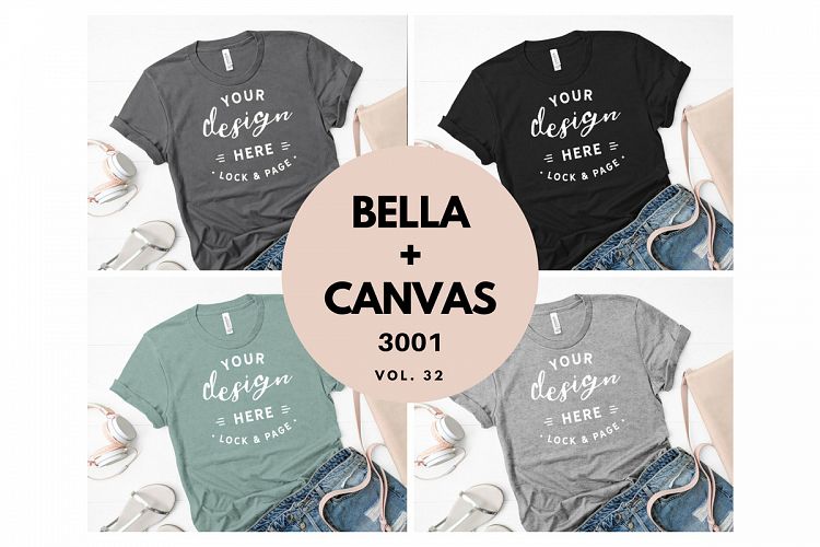 Heather Bella Canvas Mockup Bundle 3001 T-Shirt Bundle