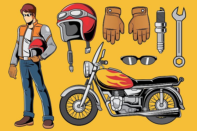 Motorcycle Rider Vector Pack (33800) | Illustrations | Design Bundles