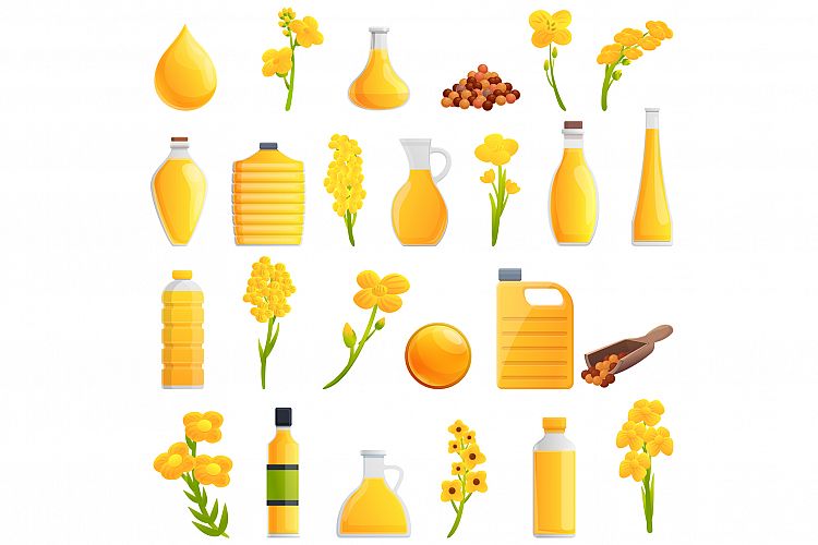 Canola icons set, cartoon style example image 1