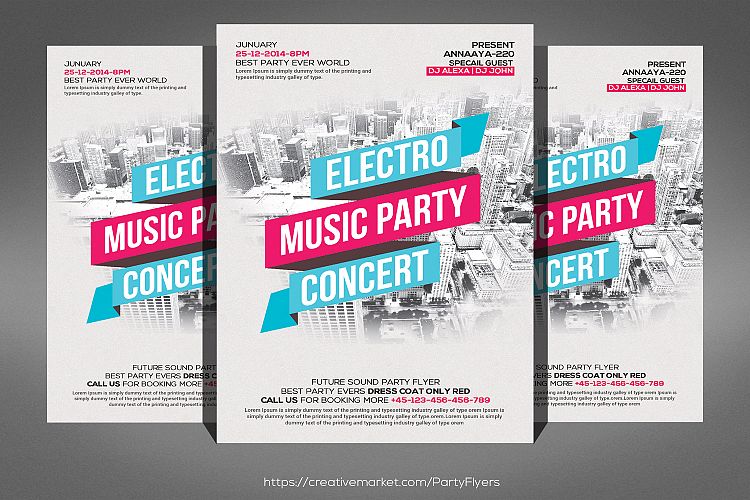 Electro Music Concert Party Flyer Template