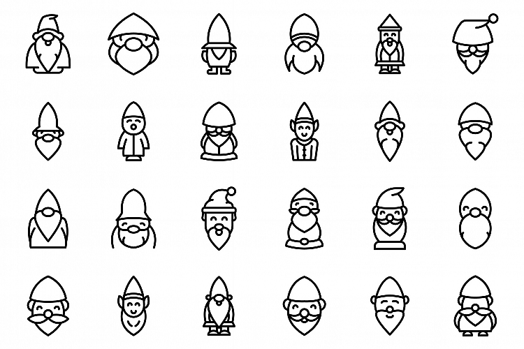 Garden gnome icon, outline style example image 1