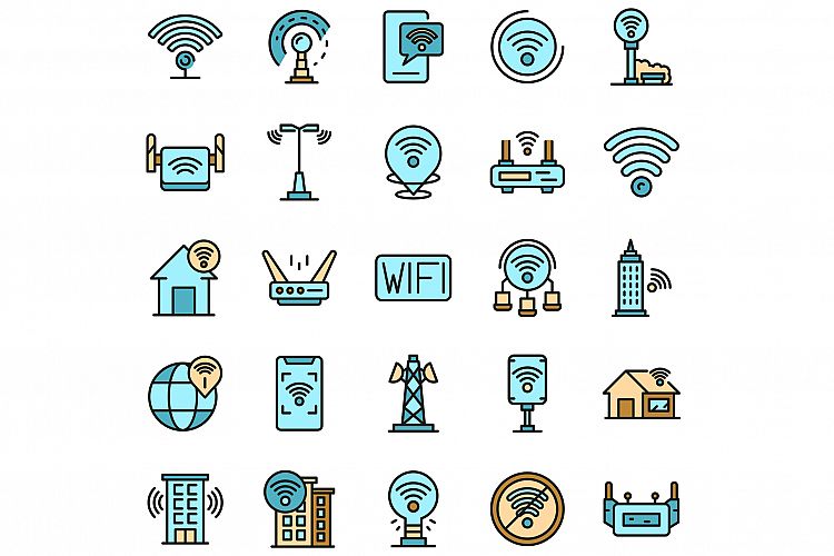 Wifi zone icons set vector flat example image 1