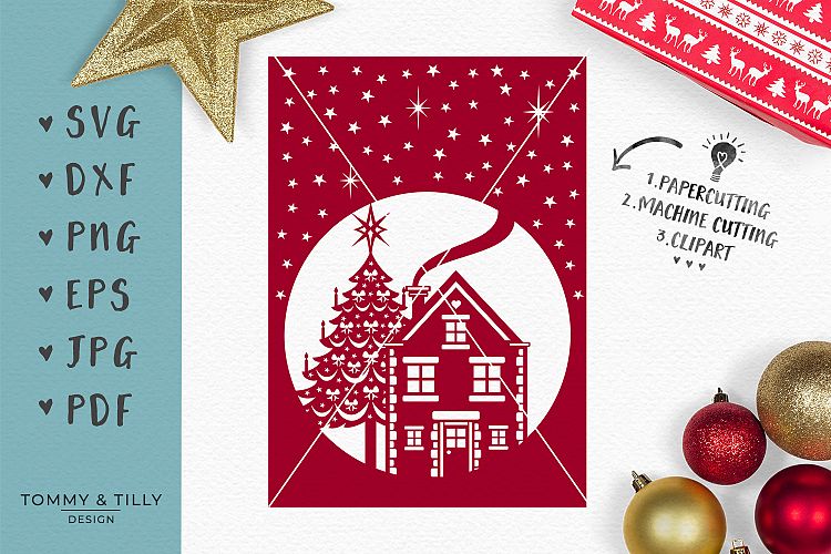 Night Christmas Scene - SVG EPS DXF PNG PDF JPG Cut File