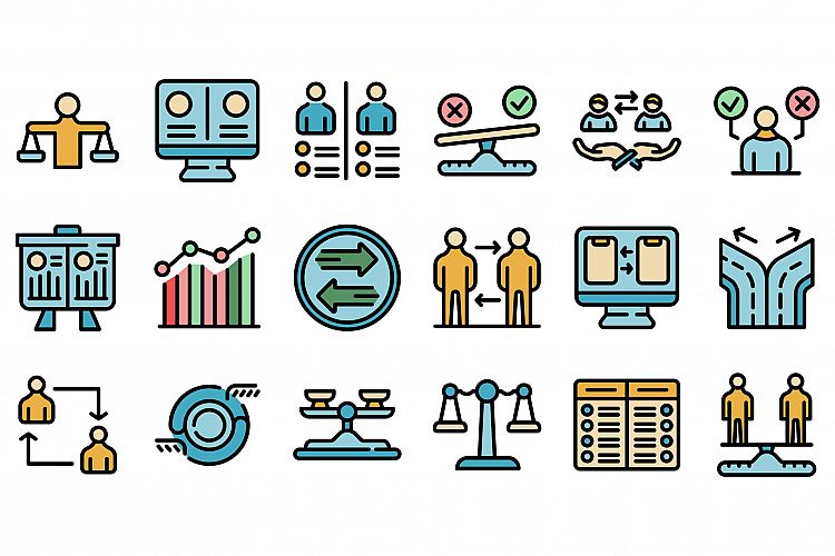 Comparison icons set vector flat example image 1