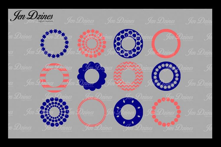 Circle Monogram Frame SVG DXF EPS PNG example image 1