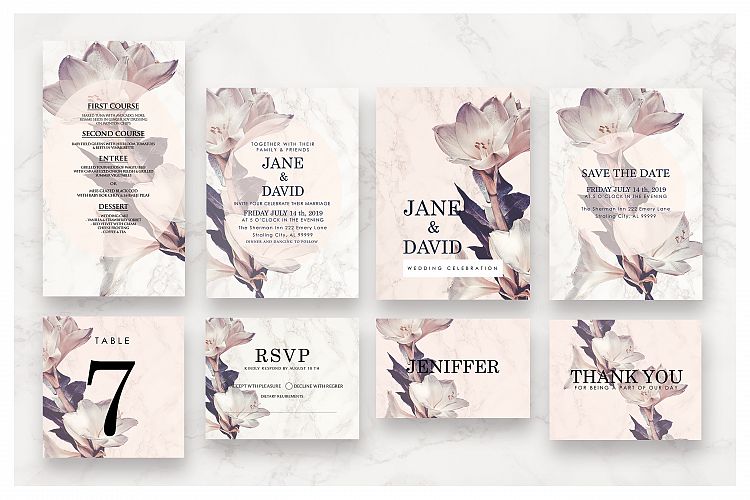 Flower & Marble Invitation Suite As.5