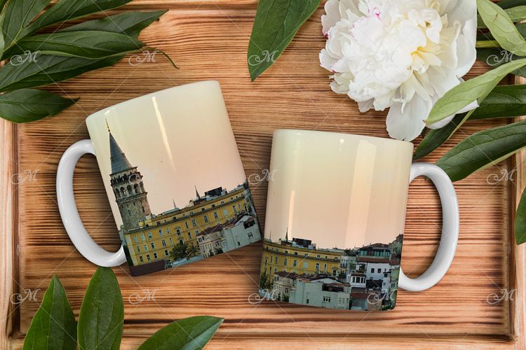 Peony & Mugs Mockup. PDS smart