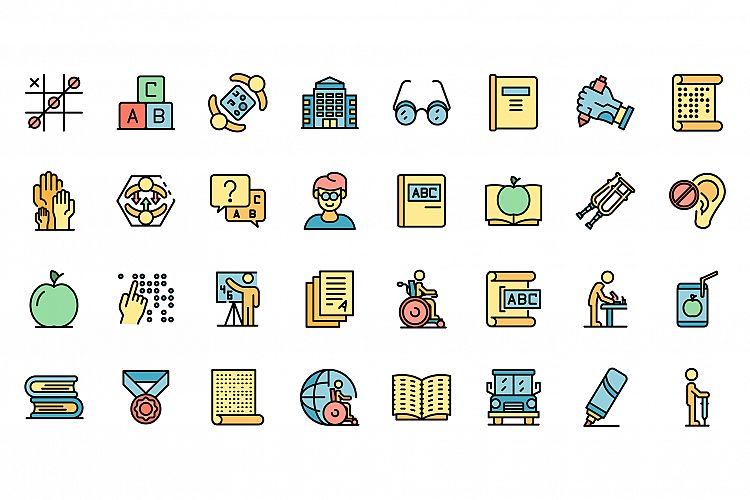 Inclusive education icons set vector flat example image 1