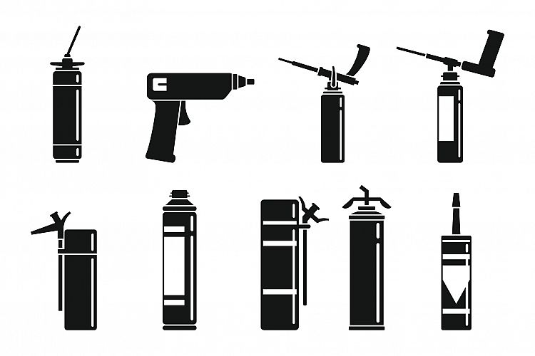 Repair polyurethane foam icons set, simple style example image 1