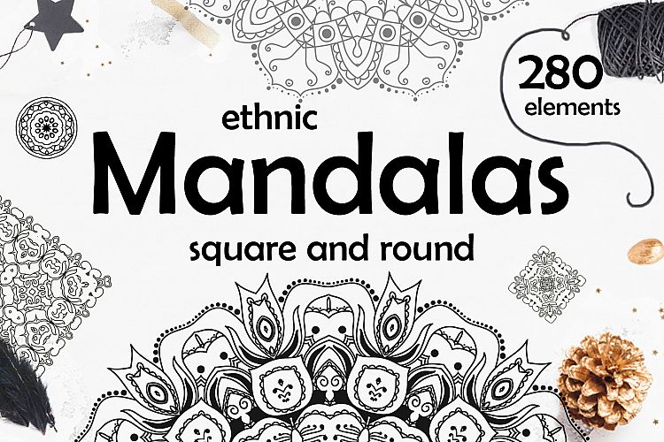 280 Ethnic MANDALAS square and round