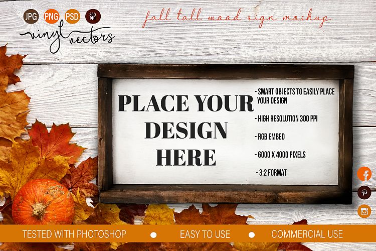 Fall Autumn Wood Sign landscape Mockup PSD JPG PNG