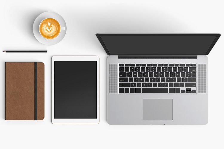  Modern workplace. Top view. Flat lay style. 5