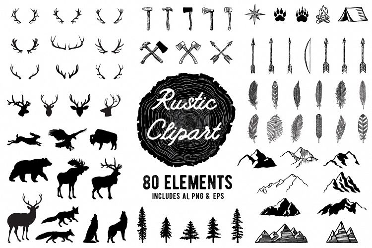Rustic Clipart Volume 1 - AI, PNG and EPS
