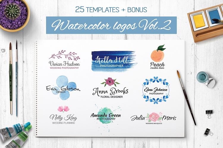 Watercolor logo templates V.2