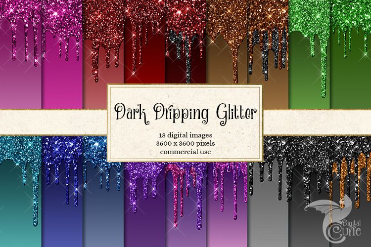 Dark Dripping Glitter Digital Paper
