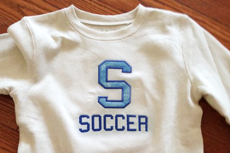 S for Soccer Applique Embroidery Design