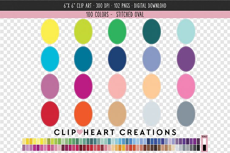 Stitched Oval Clip Art - 100 Clip Art Graphics