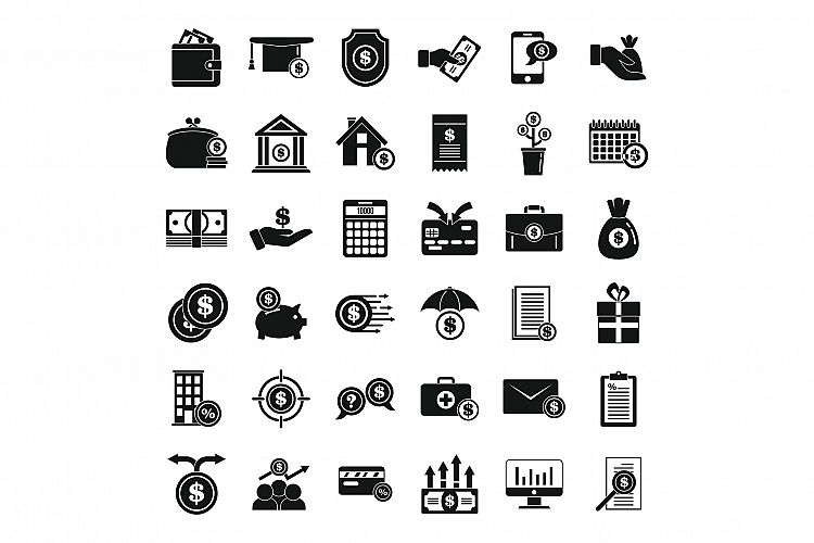 Subsidy icons set, simple style example image 1