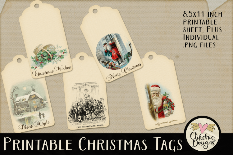 Christmas Tags - Printable Vintage Christmas Tags