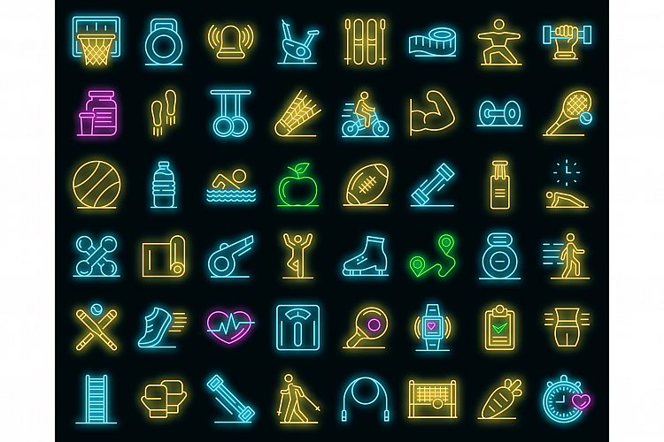 Outdoor fitness icons set vector neon example image 1