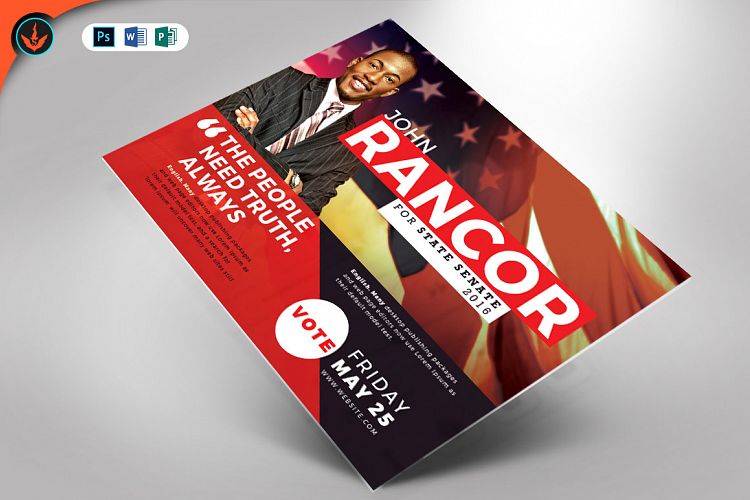 Political Flyer Mailer Word, Publisher, Photoshop Template