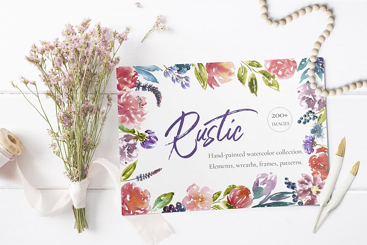 Rustic Watercolor Floral Set