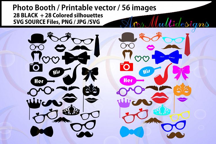 photo booth svg / Props svg / 28B + 28C / photo booth props / cut files /SVG/ vector / PNG / clipart / colored / props / props cut file