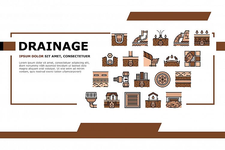 Drainage Water System Landing Header Vector