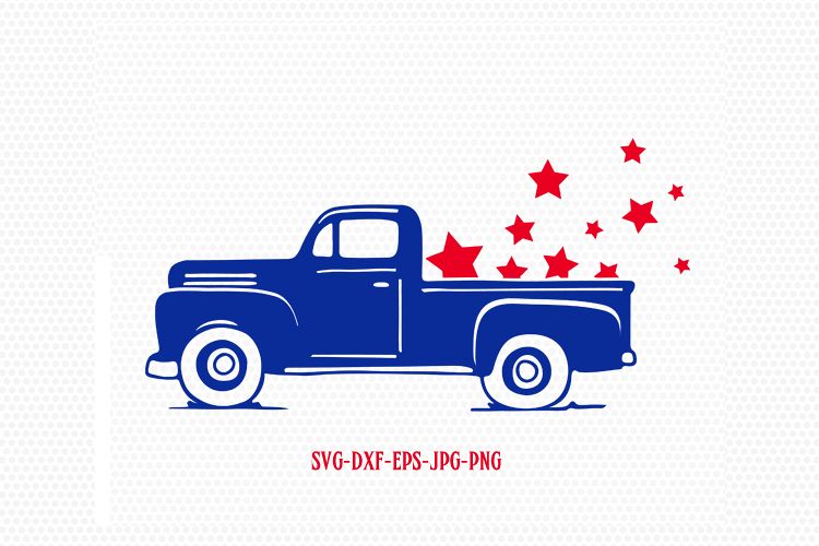 Patriotic vintage old truck svg, Fourth of July SVG, 4th of July Svg