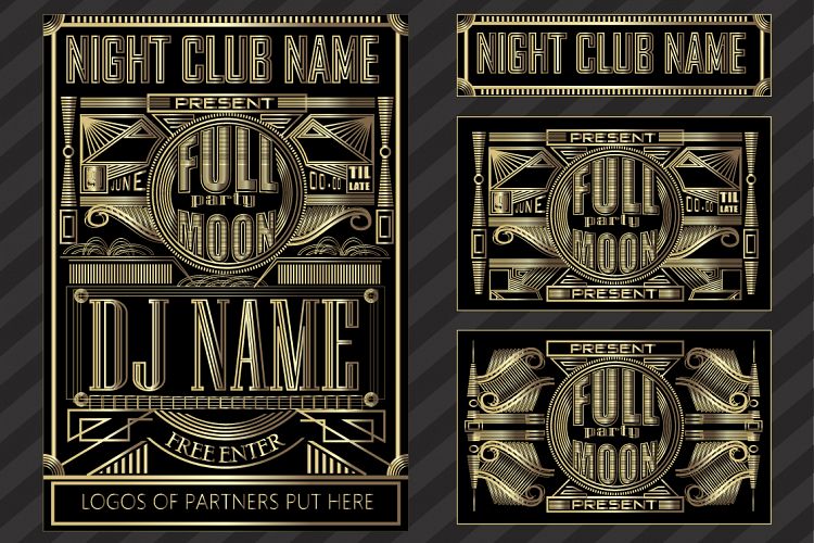 Fullmoon party art deco design.