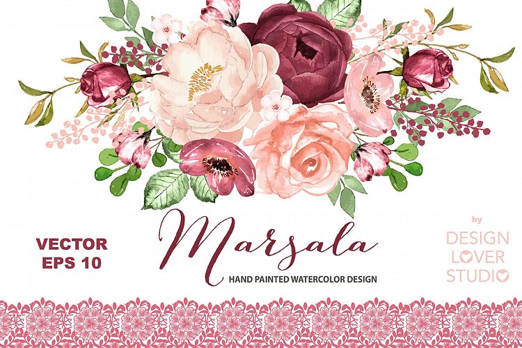 Vector Watercolor MARSALA Dreams design