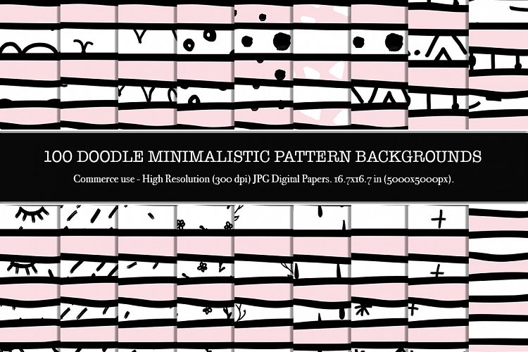 100 Doodle minimalistic fabric pattern backgrounds