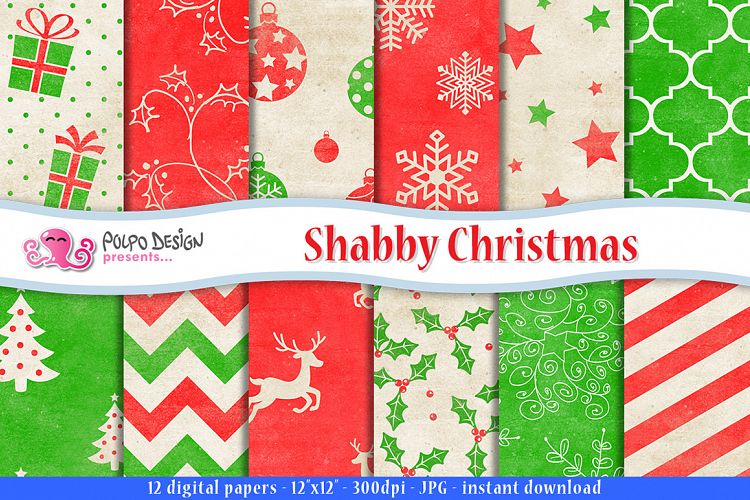 Shabby Christmas Digital Paper
