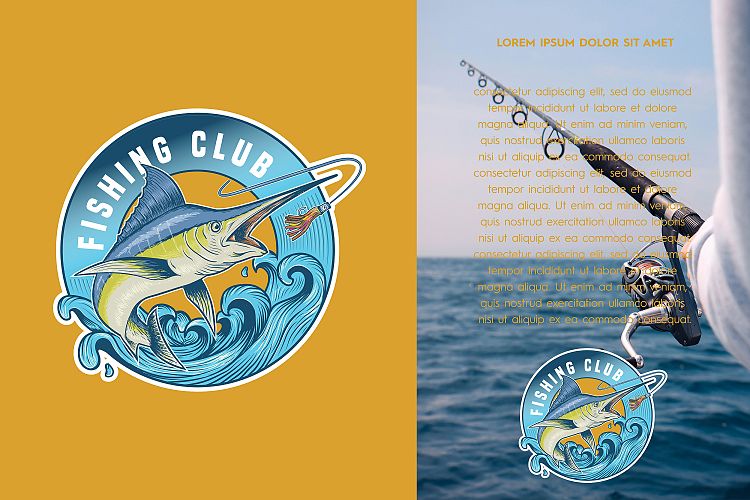 Blue marlin fishing logo illustration