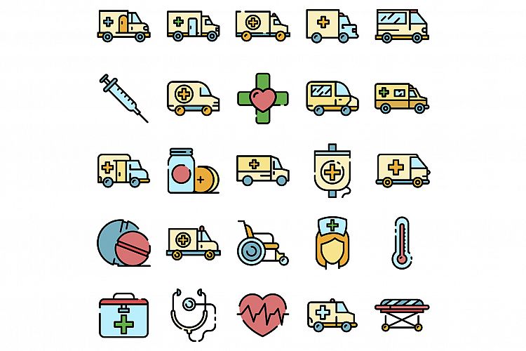 Ambulance icons vector flat example image 1