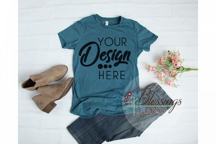Bella Canvas Mockup 6004 TShirt Mockup Heather Deep Teal