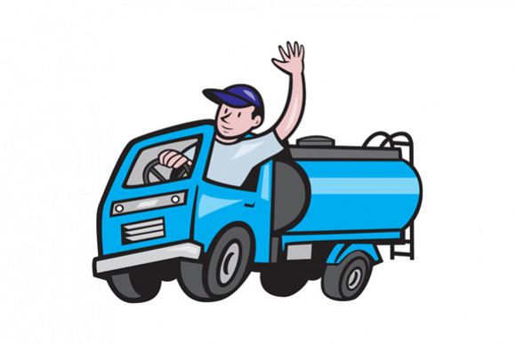Baby Tanker Truck Driver Waving Cartoon example image 1