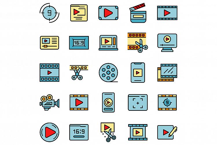 Clip montage icons set vector flat example image 1