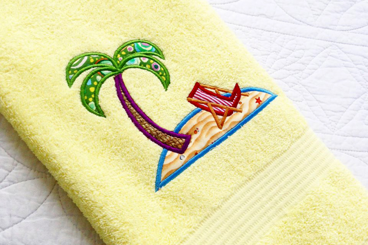 Tropical Island Applique Embroidery Design