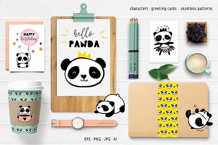 Panda bear design collection