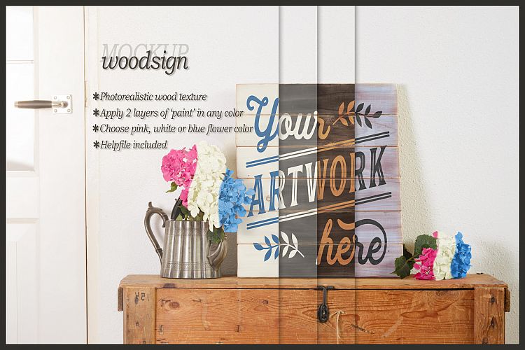 Woodsign pallet wood mockup - clean bright interior