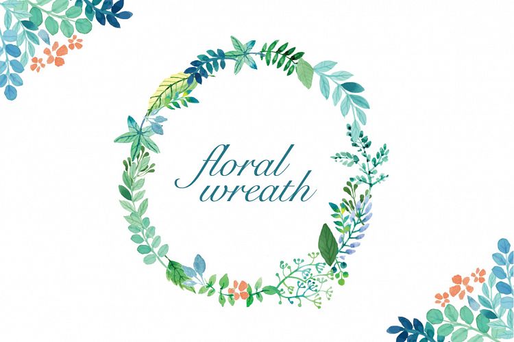watercolor floral spring wreath