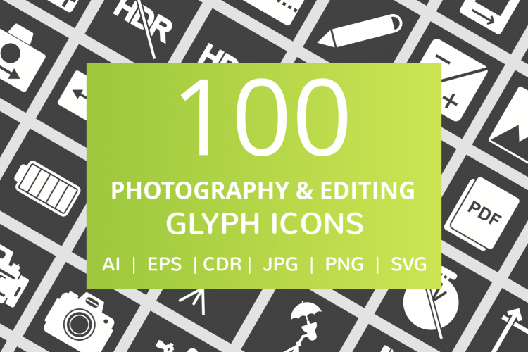 100 Photography   Picture Glyph Inverted Icons