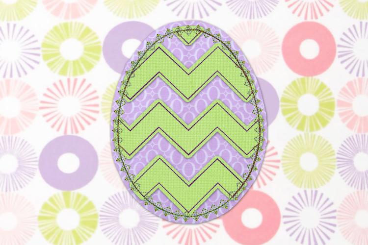 Raggy Chevron Easter Egg Diamond Edge Applique Embroidery