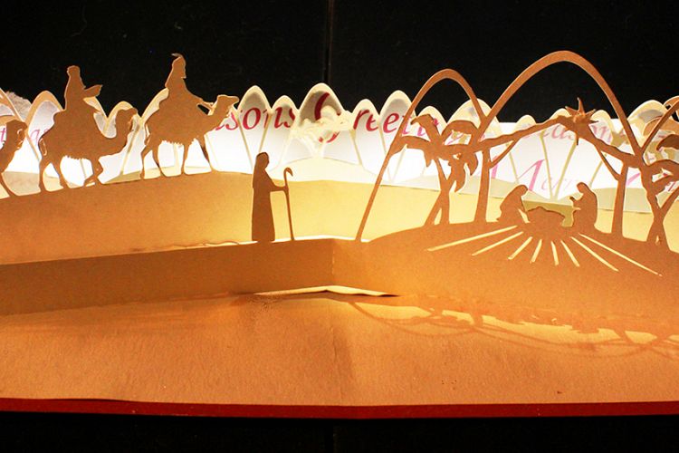 Nativity scene modern pop up card