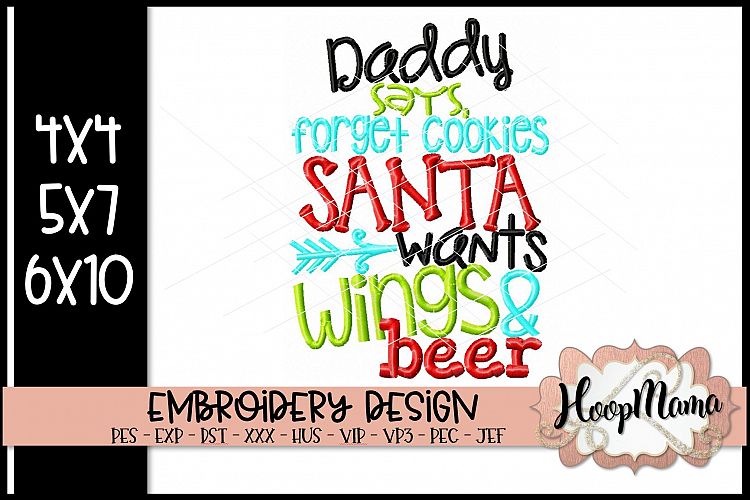 Daddy Says Forget Cookies Santa Wants Wings And Beer- Christ